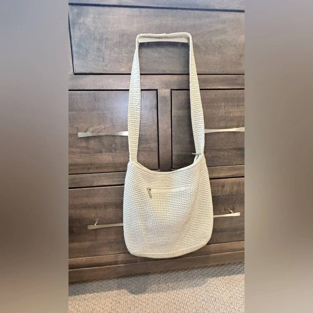 The Sak Cream Crochet Hobo Bag